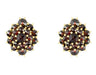 Czech Bohemian Garnet Victorian Stud Earrings in 14K Yellow Gold and Sterling Silver Vermeil