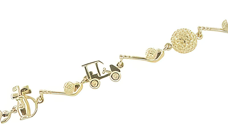 Vintage Golf Charm Bracelet in 14 Karat Yellow Gold - Item: GBR122 - Image: 2