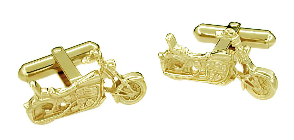 Cruiser Motorcycle Cufflinks in Solid 14 Karat Yellow Gold