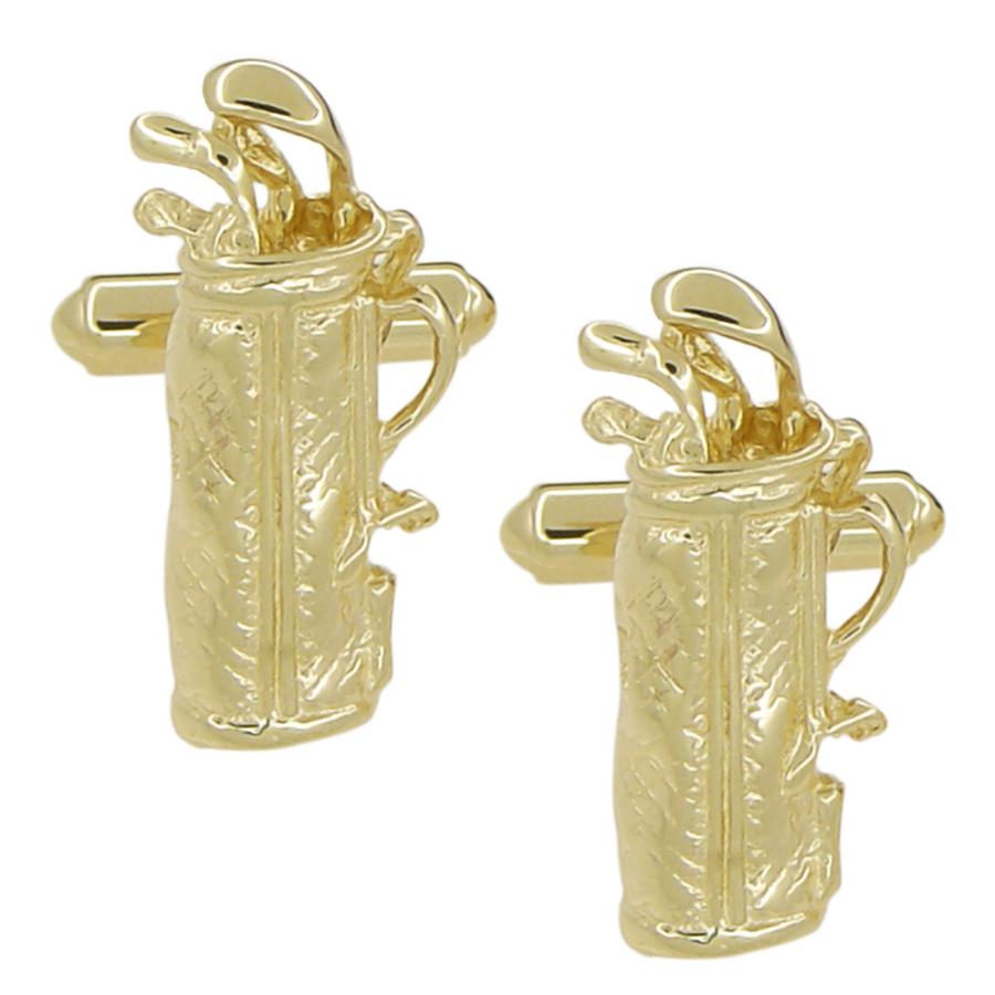 Yellow Gold Golf Clubs in Bag Cufflinks - Solid 14K - GCL152