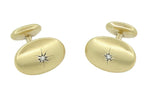 Oval Starburst Vintage Diamond Cufflinks in 14 Karat Yellow Gold