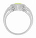 Geometric Art Deco White Gold 1.5 Carat Natural Peridot Ring for a Man
