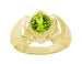 Free Form Art Deco Men's Peridot Ring in 14 Karat Yellow Gold