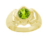 Free Form Art Deco Men's Peridot Ring in 14 Karat Yellow Gold