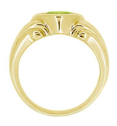 Free Form Art Deco Men's Peridot Ring in 14 Karat Yellow Gold - alternate view