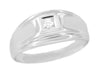 1950's Design Men's Mid Century Retro Moderne Diamond Ring in 14 Karat White Gold