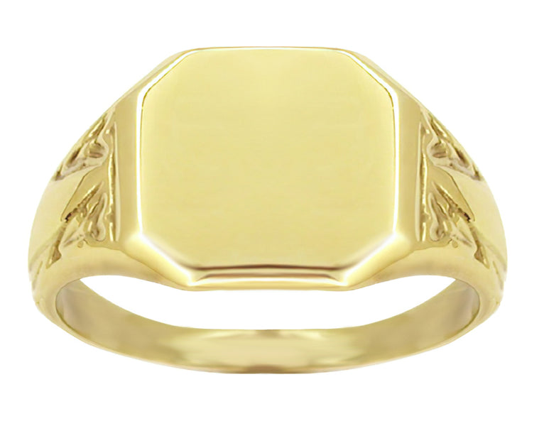 Mens Victorian Rectangular Antique Signet Ring in 14 Karat Yellow Gold ...
