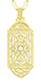Geometric Art Deco Filigree White Sapphire Necklace Pendant in Yellow Gold Over Solid Sterling Silver
