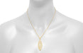 Art Deco Yellow Gold Vermeil Dangling Leaf Diamond Filigree Pendant Necklace