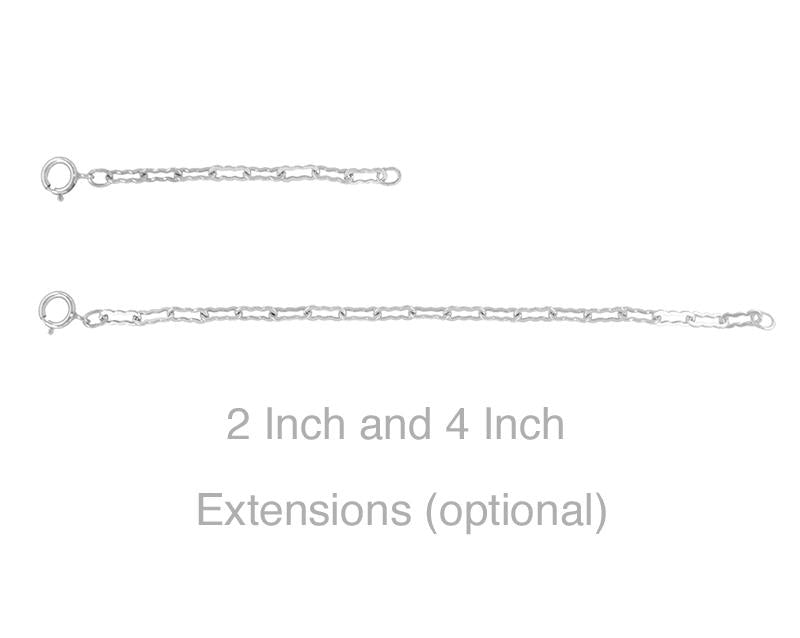Crinkle Link Extension Chains 2 Inches and 4 Inch Long - Silver