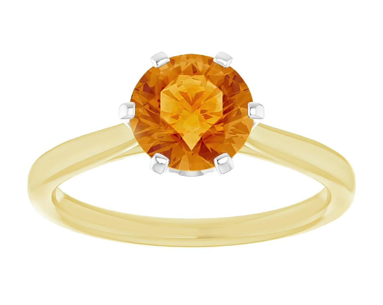 Heirloom Crown Citrine Solitaire Engagement Ring in 14 Karat Yellow and White Gold Mixed Metals - Item: R102 - Image: 4