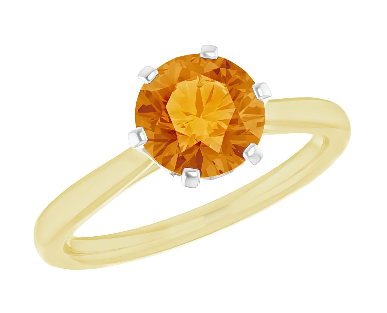 Heirloom Crown Citrine Solitaire Engagement Ring in 14 Karat Yellow and White Gold Mixed Metals - Item: R102 - Image: 3