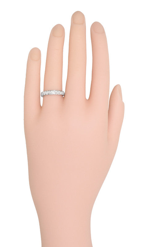 Northford Eternity Diamonds Vintage Platinum Art Deco Filigree Wedding Band - Size 6 3/4 - Item: R1027 - Image: 2
