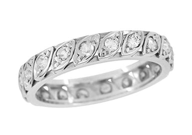 Northford Eternity Diamonds Vintage Platinum Art Deco Filigree Wedding Band - Size 6 3/4