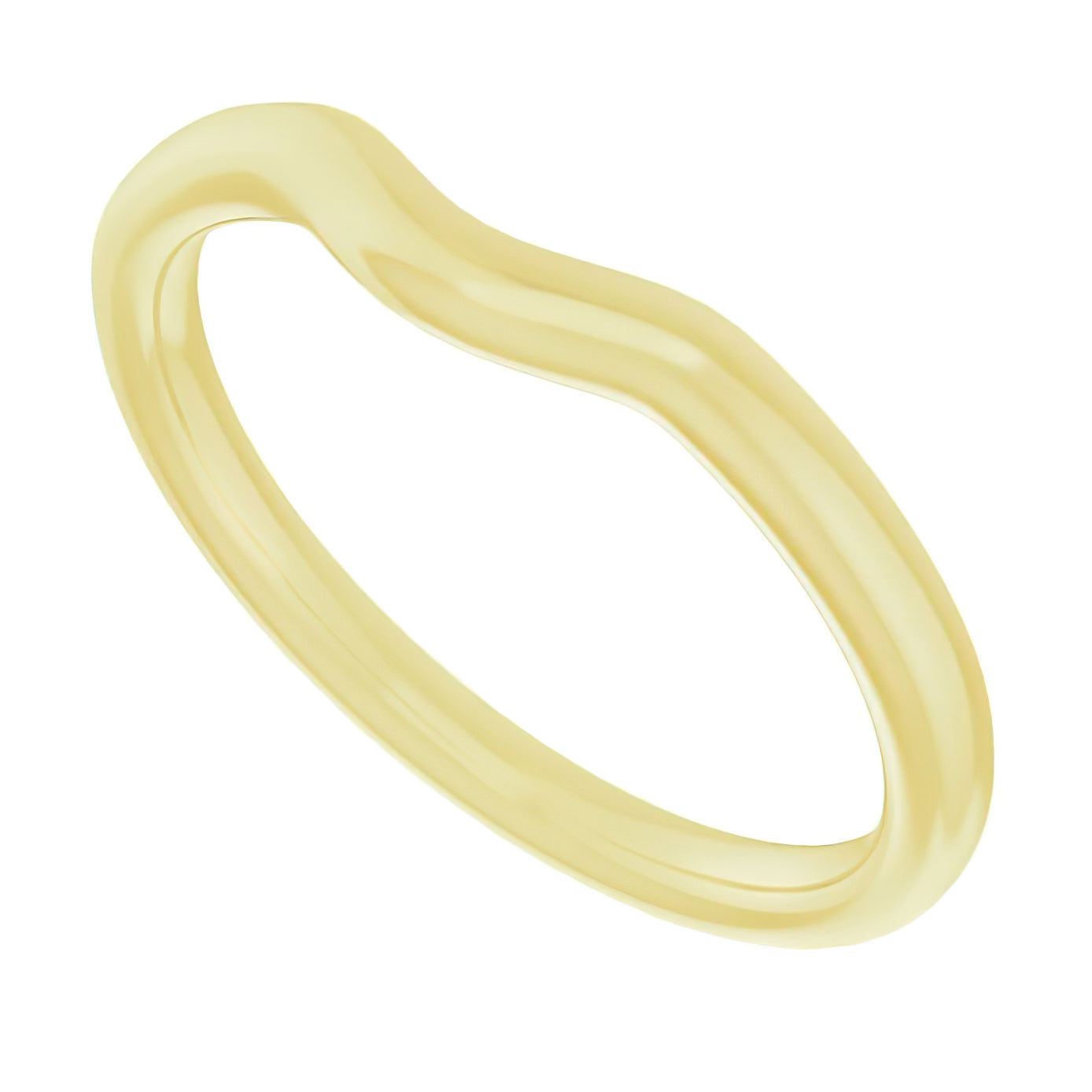 14K Yellow Gold Smooth Curved Half Round Wedding Band - Item: R102YBAND - Image: 2