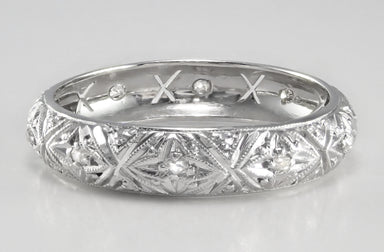 Art Deco Burnside Antique Heirloom Rose Cut Diamond Wedding Ring in Platinum - Size 7.5 - alternate view