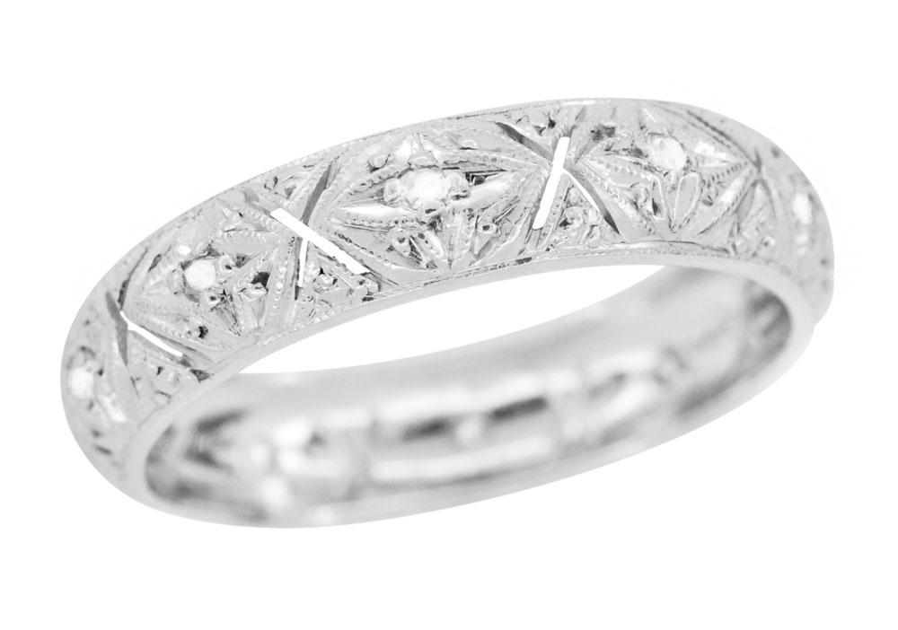 Art Deco Burnside Antique Heirloom Rose Cut Diamond Wedding Ring in Platinum - Size 7.5