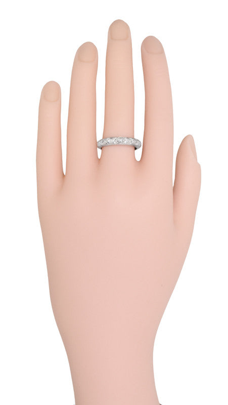 Harwinton Art Deco Platinum Filigree Diamond Antique Heirloom Wedding Ring - Size 9 1/2 - Item: R1045 - Image: 2