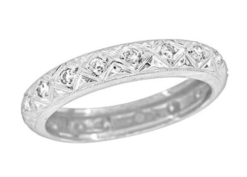 Harwinton Art Deco Platinum Filigree Diamond Antique Heirloom Wedding Ring - Size 9 1/2