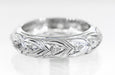 Art Deco Diamonds and Hearts Springdale Antique Engraved Wedding Band in Platinum - Size 5