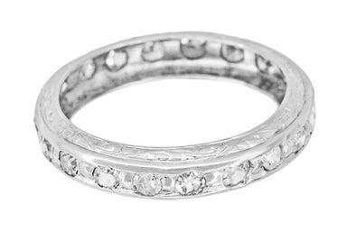 Bakersville Platinum Art Deco Eternity Single Cut Diamond Wedding Ring - Size 5.5