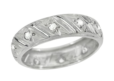 Art Deco Warran Antique Filigree Diamond Wedding Band in Platinum - Size 6