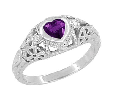 Amethyst Heart Sterling Silver Diamond Accent Birthstone Ring | REEDS  Jewelers
