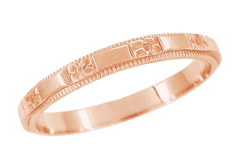 Art Deco Rose Gold Meadow Beauty Engraved Floral Antique Wedding