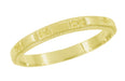 1920's Art Deco Yellow Gold Antique Wedding Band with Carved 4 Petal Meadow Flowers and Milgrain Edge - R1127Y