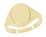 Engraved Scrolls Oval Victorian Signet Ring in 14 Karat Yellow Gold