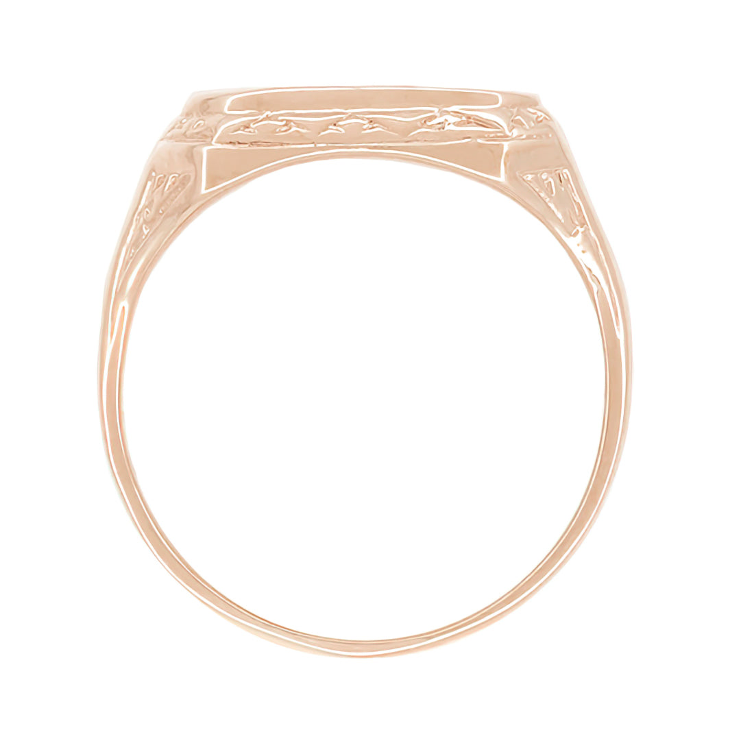 Rose Gold Victorian East to West Rectangular Signet Ring - Item: R1169R - Image: 2