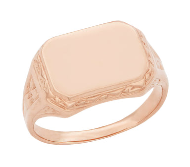 Rose Gold Victorian East to West Rectangular Signet Ring