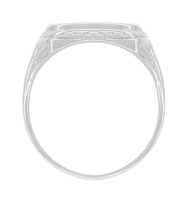 Victorian Antique Style Rectangle Seal Signet Ring in 14 Karat White Gold - alternate view