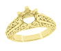 Flowing Scrolls Edwardian 14K Yellow Gold Filigree Antique Style Engagement Ring Mounting for a 1.25 - 2.00 Carat Diamond