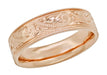 Rose Gold Western Wedding Band - Carved Antique Pattern - 6.5mm