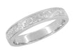 Mens Acanthus Scrolls Engraved Antique Victorian Platinum Wedding Band - Hand Carved 4mm Wide Ring - R1235MP