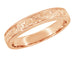 14K Rose Gold Antique Style Men's Victorian Carved Acanthus Wedding Band - 4mm