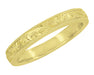 Yellow Gold Acanthus Scrolls Victorian Carved Antique Wedding Band 3mm Wide Unisex - R1235Y