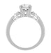 Mid Century Diamond Engagement Ring with Fish Shaped Side Silhouettes in White Gold - 1/2 Carat Center Diamond in a Square Fishtail Setting