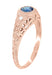14 Karat Rose Gold Art Deco Filigree Lab Created Alexandrite Engagement Ring With Side Diamonds