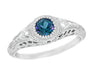 Art Deco Filigree Lab Created Alexandrite Engagement Ring in 14 Karat White Gold With Side Diamonds