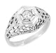 Art Deco Filigree Dome 0.20 Carat Diamond Engagement Ring in 14 Karat White Gold