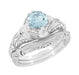 Platinum 1920's Antique Reissue Art Deco Filigree Aquamarine Engagement Ring