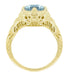 Art Deco 1.25 Carat Aquamarine Engraved Filigree Engagement Ring in 14 Karat Yellow Gold