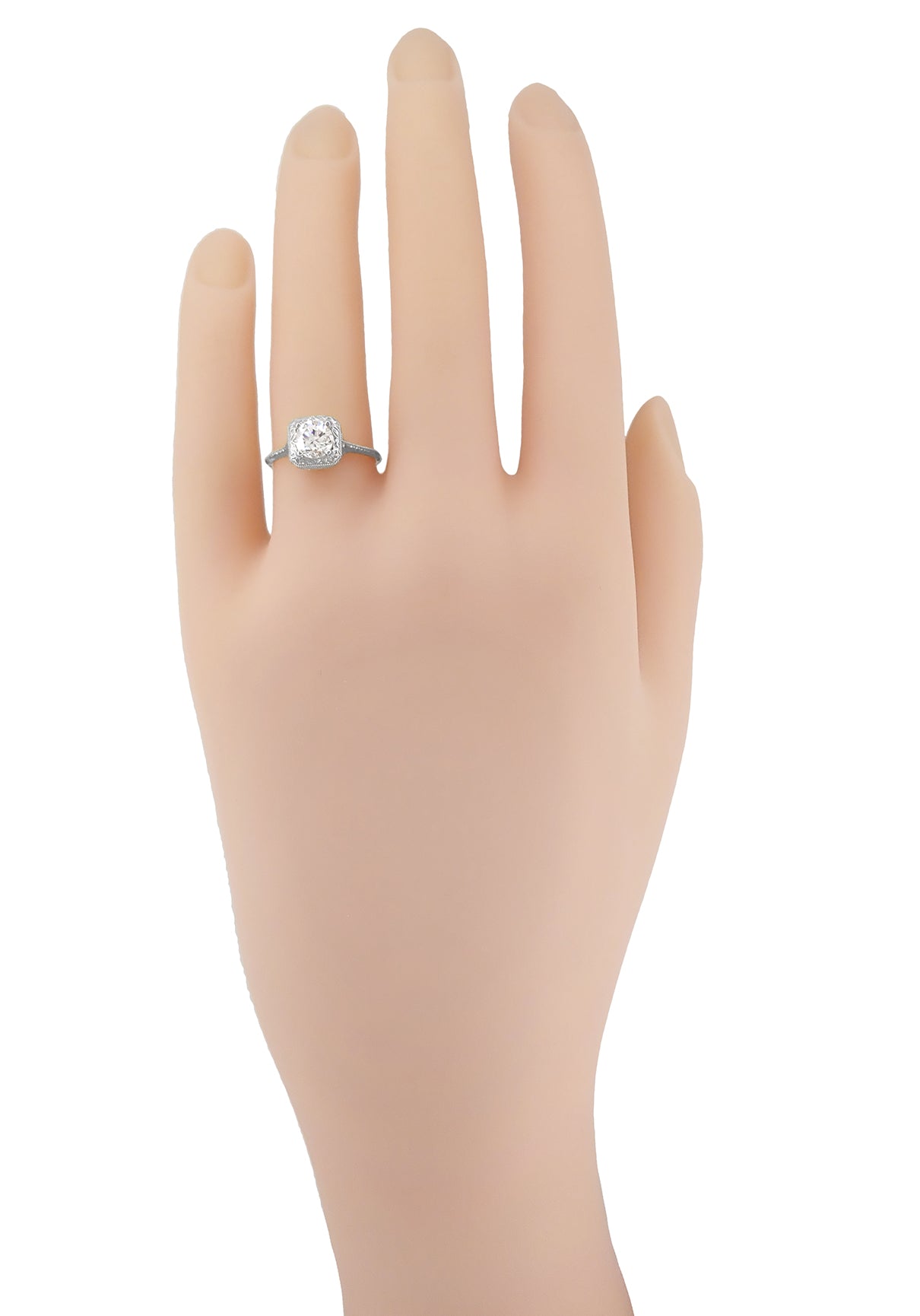 Filigree Scrolls 3/4 Carat Diamond Engagement Ring in 14 Karat White Gold - Item: R183W1D-LC - Image: 6
