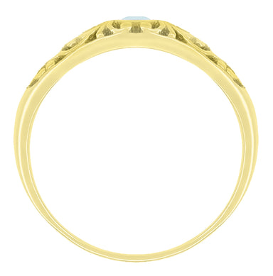 Edwardian Filigree Aquamarine Band Ring in 14 Karat Yellow Gold - alternate view