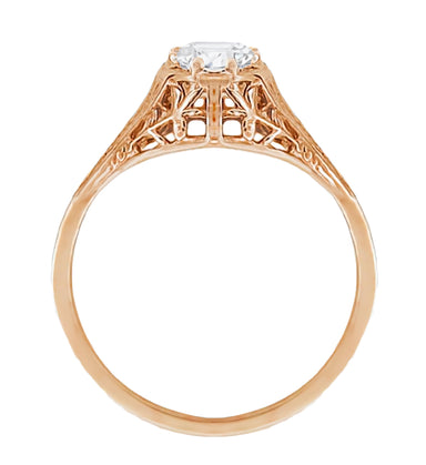 Rose Gold Art Deco Cleire Filigree 1/4 Carat Natural Diamond Engagement Ring - alternate view