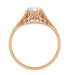 Side Filigree Lilies Detail on Rose Gold Cleire Filigree Antique Engagement Ring - R204R25