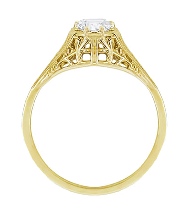 Cleire Yellow Gold Art Deco Filigree 1/4 Carat Diamond Vintage Style Engagement Ring - alternate view
