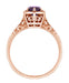 Rose Gold Art Deco Engraved Hexagon Filigree 3/4 Carat Amethyst Solitaire Ring